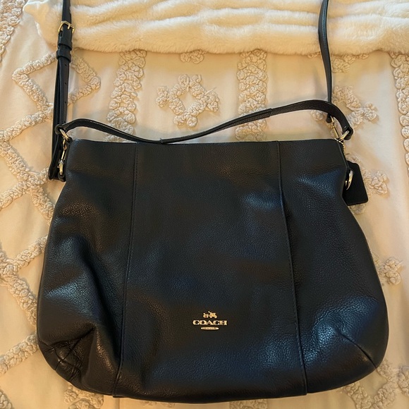 Coach Deep Navy Leather Crossbody Bag with Gold Accents - Picture 2 of 13